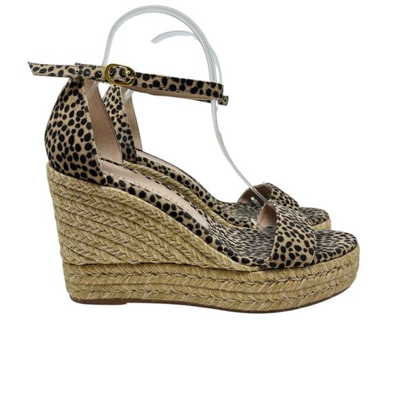 Stuart Weitzman Floria Wedge Platform Espadrille Sandals Leopard Print US 8.5 - Picture 9 of 14